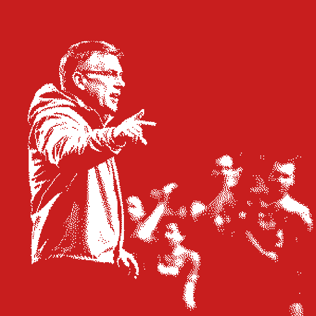 Coach directing players from the sideline, blue duotone halftone graphic